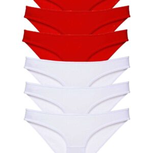 6 adet Süper Eko Set Likralı Kadın Slip Külot Kırmızı Beyaz